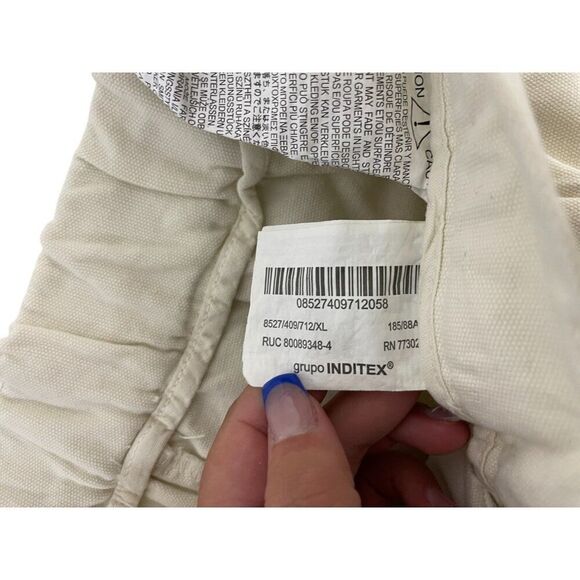 Zara Mens Pants XL Cream Ecru Relaxed Fit Pleated Cotton 8527/409 NWT - Picture 7 of 11